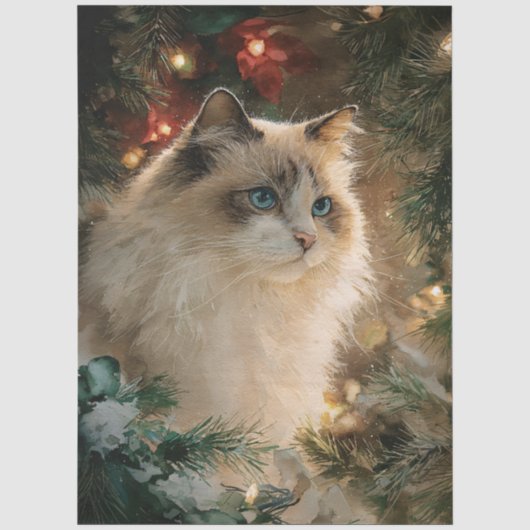 Ragdoll Kat Kerst Decoupage Tissuepapier (Voorkant)