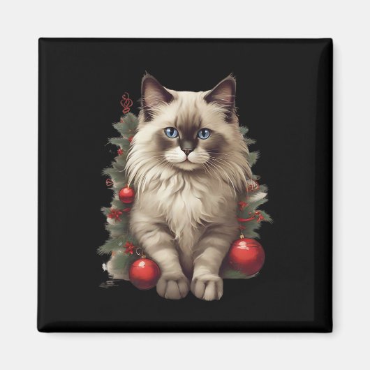 Ragdoll Kat Kerstballen  Magneet (Voorkant)