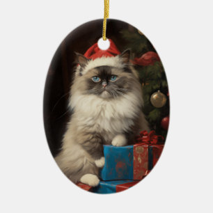 Ragdoll kat Kerstmis Keramisch Ornament