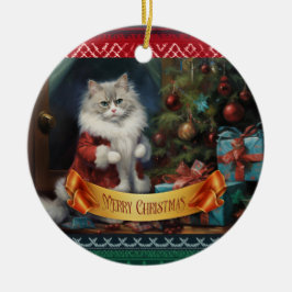 Ragdoll kat Kerstmis Keramisch Ornament