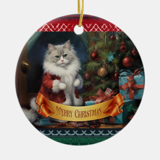Ragdoll kat Kerstmis Keramisch Ornament (Voorkant)
