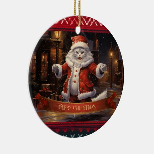 Ragdoll kat Kerstmis Keramisch Ornament (Rechts)