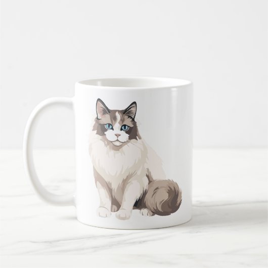 Ragdoll kat koffiemok (Links)