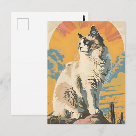 Ragdoll Kat Kunst Briefkaart (Voorkant / Achterkant)