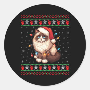 Ragdoll Kat Lelijke Kerst Ragdoll Kat Xmas Lighti Ronde Sticker