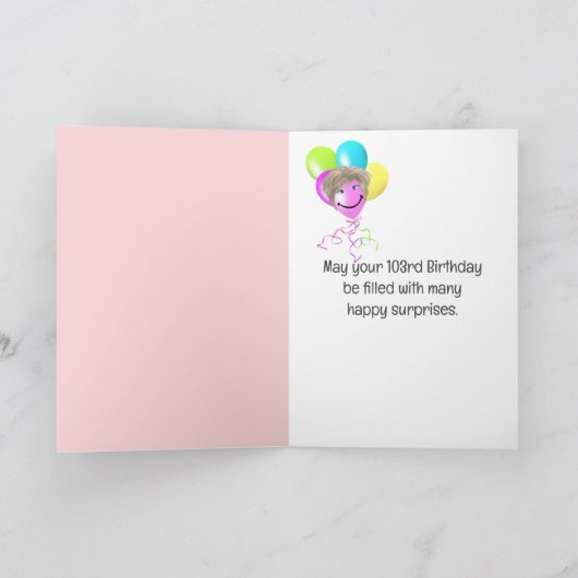 Ragdoll-kat met 103-jarige ballon kaart (Binnen)