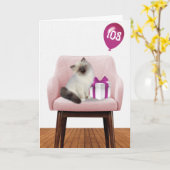 Ragdoll kat met 103e verjaardagsballon kaart (Gele Bloem)