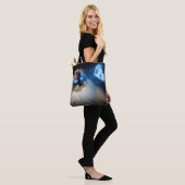 Ragdoll kat met blauwe neon vlinder tote bag (Op model)