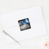 Ragdoll kat met blauwe neon vlinder vierkante sticker (Envelop)