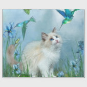 Ragdoll Kat met Hummer Art Gift Wrap Cadeaupapier (Vlak)