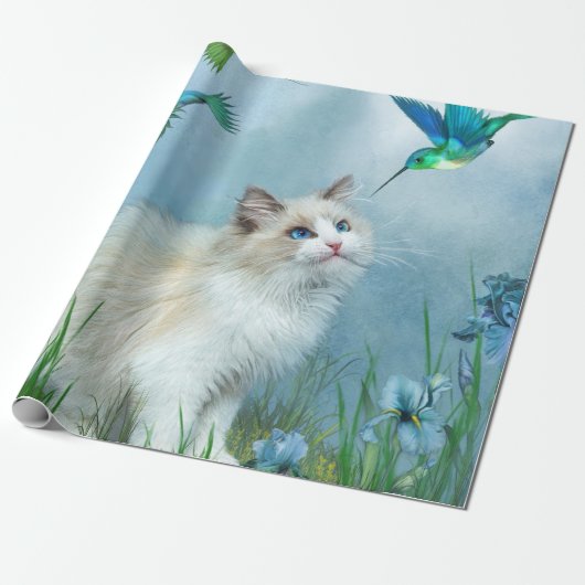 Ragdoll Kat met Hummer Art Gift Wrap Cadeaupapier (Uitgerold)