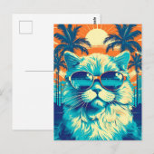 Ragdoll kat met zonnebril op het strand briefkaart (Voorkant / Achterkant)