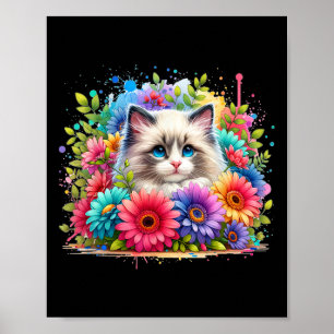 Ragdoll Kat Moeder39s Dag Waterverf Kleurrijk Poster
