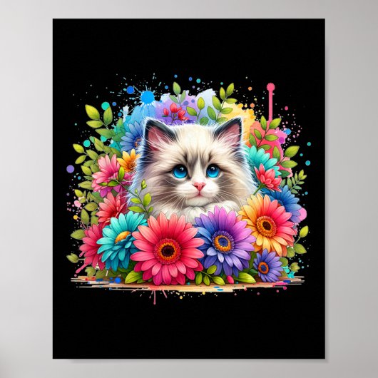 Ragdoll Kat Moeder39s Dag Waterverf Kleurrijk Poster (Voorkant)