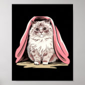 Ragdoll-kat onder een roze deken sticker  poster (Voorkant)