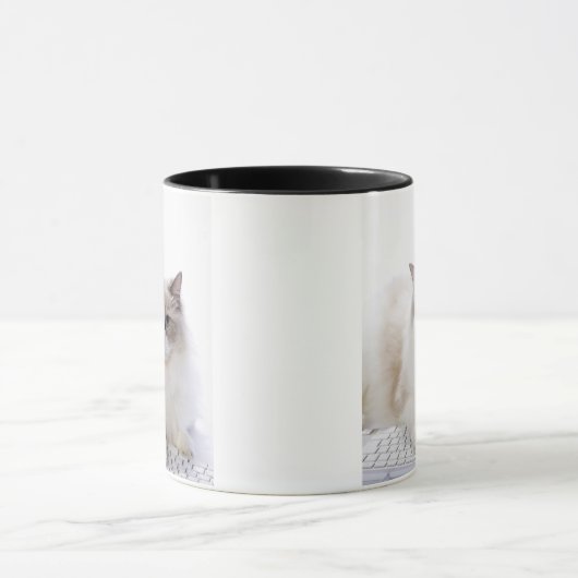 Ragdoll-kat op computertoetsenbord mok (Midden)