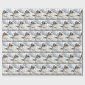 Ragdoll kat op een bontkleed cadeaupapier (Vlak)