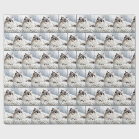 Ragdoll kat op een bontkleed cadeaupapier (Vlak)