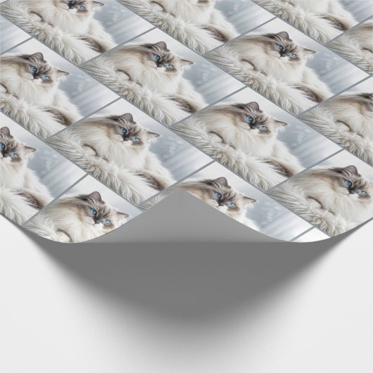 Ragdoll kat op een bontkleed cadeaupapier (Hoek)