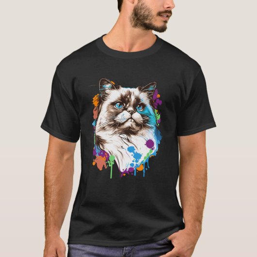 Ragdoll Kat Ras Kleurrijke Moeder Dame T-shirt (Voorkant)