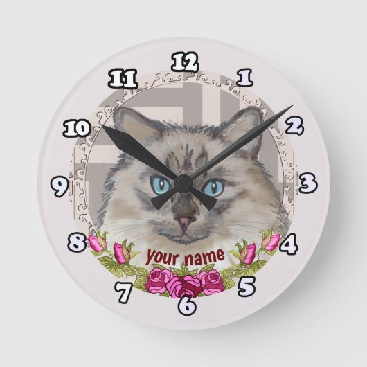 Ragdoll Kat Rozen klok (Voorkant)