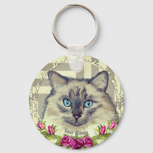 Ragdoll Kat Rozen Sleutelhanger