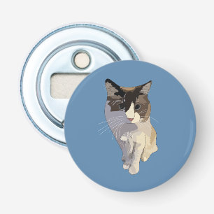 Ragdoll kat, Stof Blauw Button Flesopener