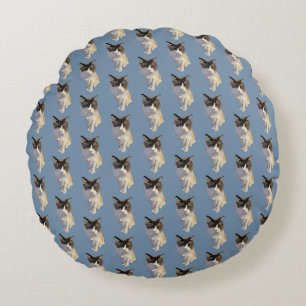 Ragdoll kat, Stof Blauw Rond Kussen