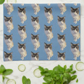 Ragdoll kat, Stof Blauw Theedoek (Gevouwen)