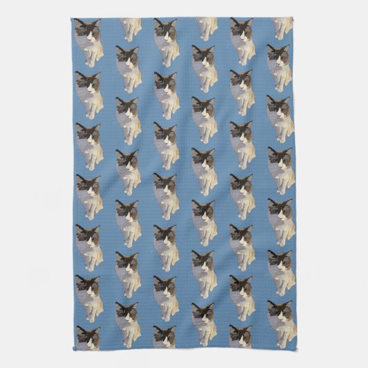 Ragdoll kat, Stof Blauw Theedoek (Verticaal)