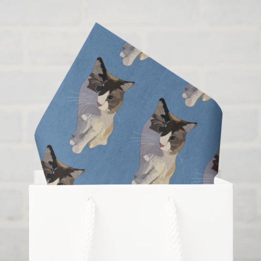 Ragdoll kat, Stof Blauw Tissuepapier (Cadeauzakje)
