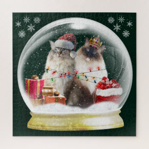 Ragdoll-katten in de kerstpuzzel van het sneeuwWer Legpuzzel