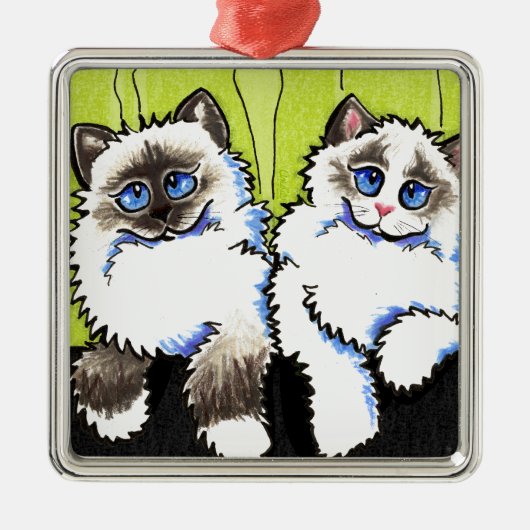 Ragdoll kattenpaar van dollen uit de Leash Art™ Metalen Ornament (Voorkant)