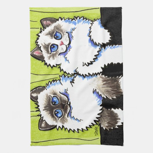 Ragdoll kattenpaar van dollen uit de Leash Art™ Theedoek (Verticaal)