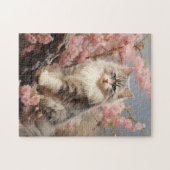 Ragdoll kattenportret met bloemen legpuzzel (Horizontaal)