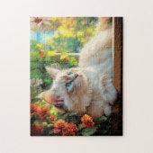 Ragdoll kattenportret met bloemen legpuzzel (Verticaal)