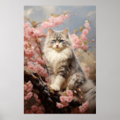 Ragdoll kattenportret met bloemen poster (Voorkant)