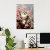 Ragdoll kattenportret met bloemen poster (Thuiskantoor)