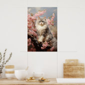 Ragdoll kattenportret met bloemen poster (Keuken)