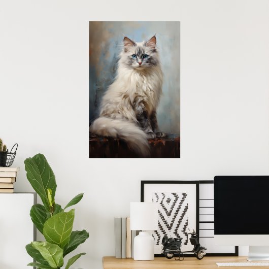 Ragdoll kattenportret poster (Thuiskantoor)