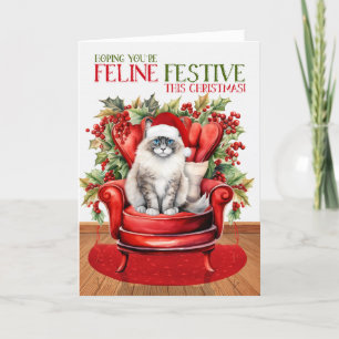 Ragdoll Kerstmis Kat FELINE Feestelijk Feestdagen Kaart