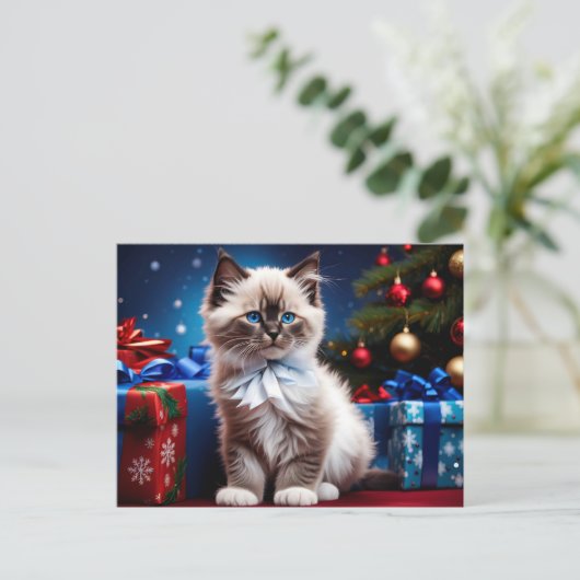 Ragdoll Kitten Kerstcadeau Briefkaart (Staand voorkant)