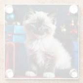 Ragdoll Kitten Kerstcadeau Glazen Onderzetter (Achterkant)
