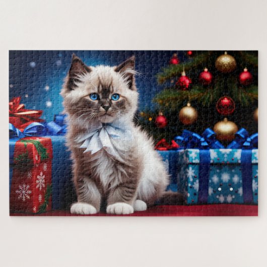 Ragdoll Kitten Kerstcadeau Legpuzzel (Horizontaal)