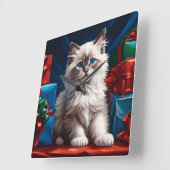 Ragdoll Kitten Kerstcadeau Vierkante Klok (Hoek)