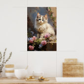 Ragdoll kitten portret met bloemen poster (Keuken)