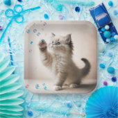Ragdoll Kitten spelen met bubbels Papieren Bordje (Feest)