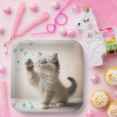 Ragdoll Kitten spelen met bubbels Papieren Bordje (Feest)