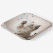 Ragdoll Kitten spelen met bubbels Papieren Bordje (Gebogen)