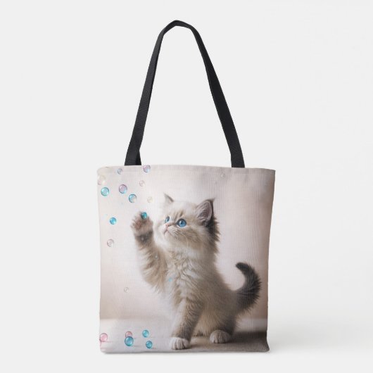 Ragdoll Kitten spelen met bubbels Tote Bag (Achterkant)